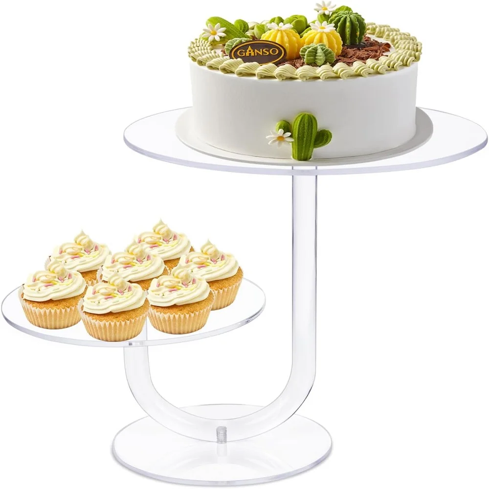 1pc Acrylic Cake Tower with 2 Layers for Elegant Display of Cupcakes, Desserts, and Snacks - Perfect for Birthdays, Tea Parties,