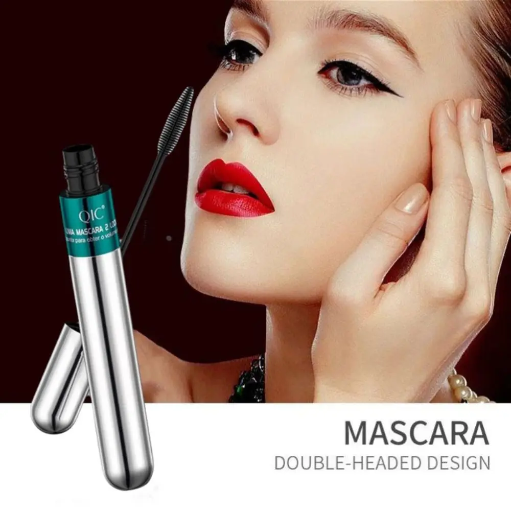 

Portable Black 2 In 1 Double-ends Mascara Thick Lengthening Silk Fiber Mascara Smudge-proof Curling 4D Mascara Wedding