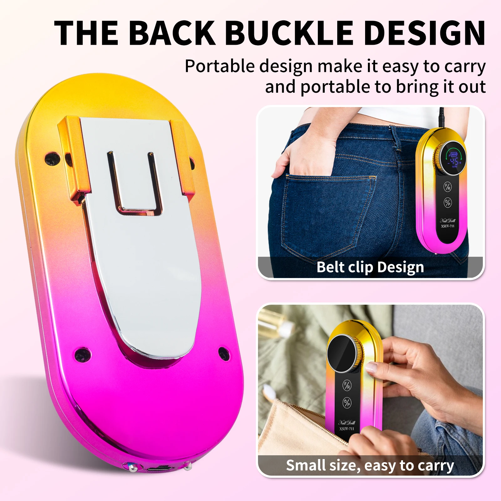 Taladro de uñas recargable de 45000RPM, Kit de lima de uñas eléctrica profesional, lima lijadora de uñas de poco ruido para herramienta de salón de manicura