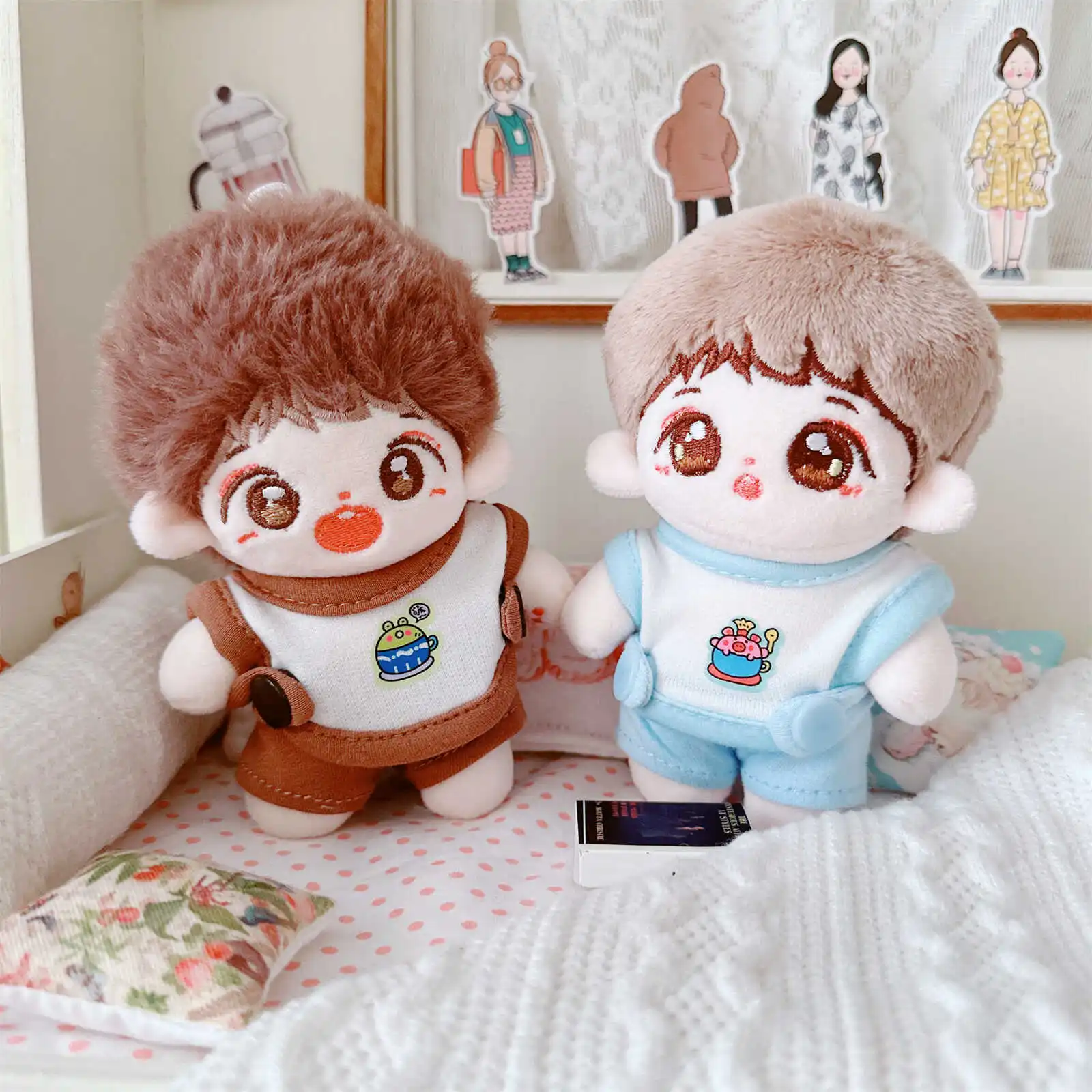 10cm Kawaii Mini Idol Doll Cute Stuffed Cotton Doll Cool Boy Suit for Plush Doll Dress Up Changing Clothes Game for Girls Gifts