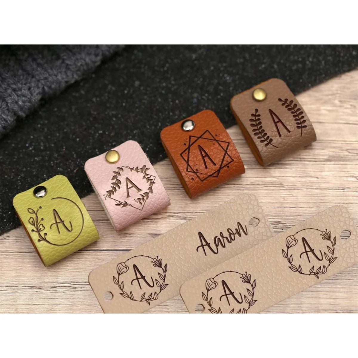 Custom Name Leather Tags, Personalzied Cloth Lables, Initials Leather Tags, Crochet labels, tags for knitted hats,tags for DIY l