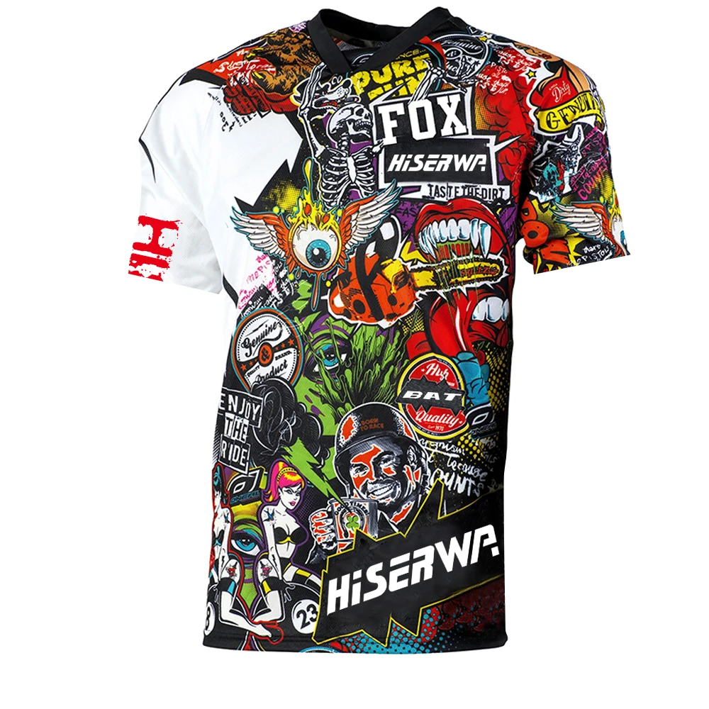 BAT FOX-Mountain Bike Camisetas para Homens, Downhill Jerseys, MTB Jersey, Offroad, DH Motocicleta Jersey, Motocross Sportwear, Vestuário