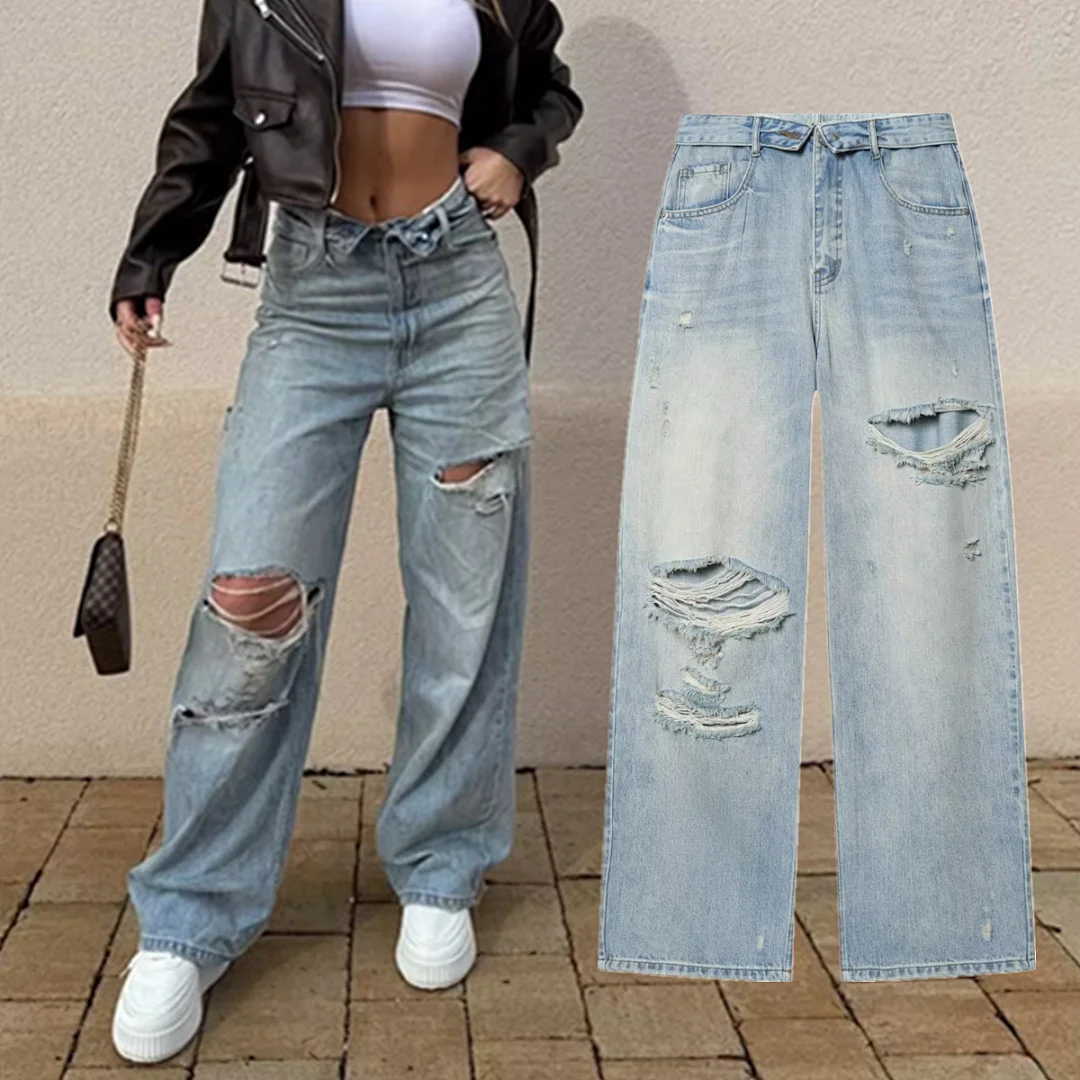 

Maxdutti Ins Fashiomn Blogger High Street Vintage Washed Mom Jeans Women's Jeans Women's Denim Pants Woman Clothes