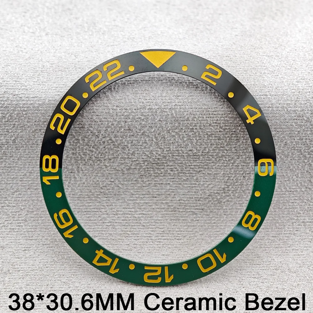 38 مللي متر * 30.6 مللي متر إطار من السيراميك/الألومنيوم بتوقيت جرينتش وإدراج ساعة الغوص يناسب علبة ساعة رجالية 40 مللي متر إدراج بديل الحافة