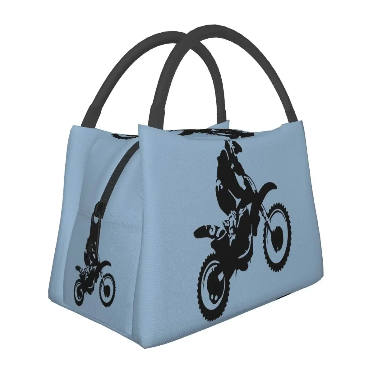 

Moto X Dirt Bike Monotone Vector Art Сумки для обеда Bento Box Портативная сумка для пикника Сумка-холодильник Термосумка для женщин Детей Школа