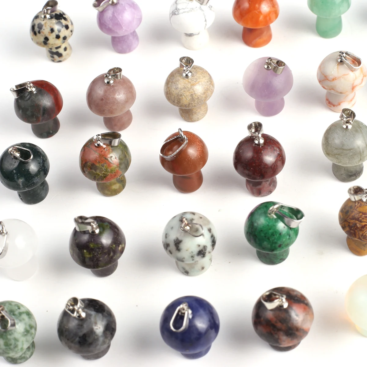 Wholesale Price Random Mixed Color Mushroom Shaped Natural Agate Amethyst Pendant Jewelry Making DIY Necklace Accessories Gift