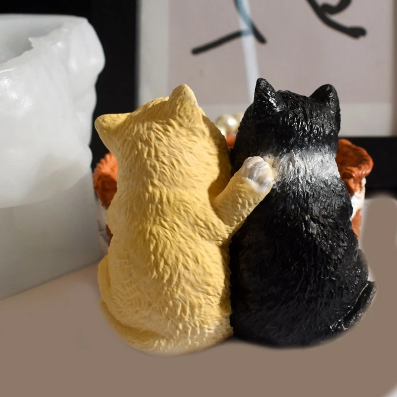 Cats Silicone Mold Resin Craft Moulds Creative Cats Basket Jewelry Holder