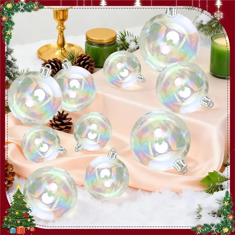 ABKP-36 PCS Iridescent Ornaments Balls, Clear Ornament Ball For Halloween Decor Multisize-4/5/6CM Bulk Plastic Balls