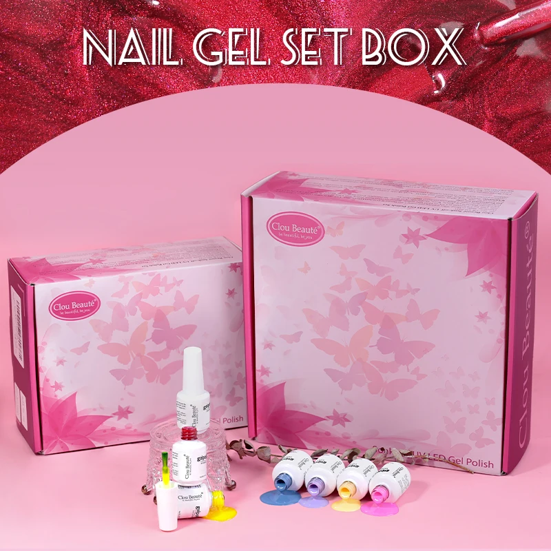 Clou Beaute Farben Gel politur Kit Set 20 Flaschen 8ml Glasflasche UV-Nägel abtropfen lassen Ganzes Set Semi Permanent Nail Art Gel