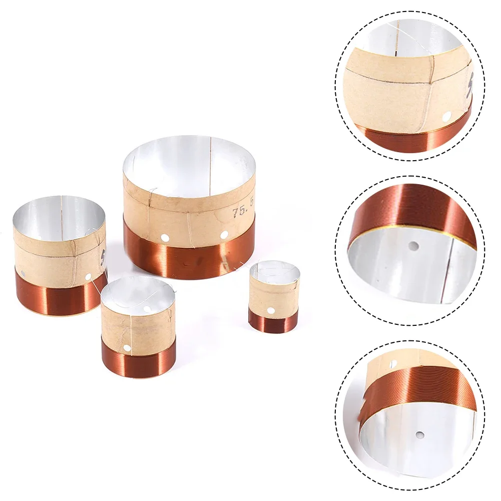 2PCS 25.5mm-75.5mm 2-Layer Round Copper Wire Bass Speaker Voice Coil Repair Parts 8/10/12/15 Inch Subwoofer Voice Coil Accessory