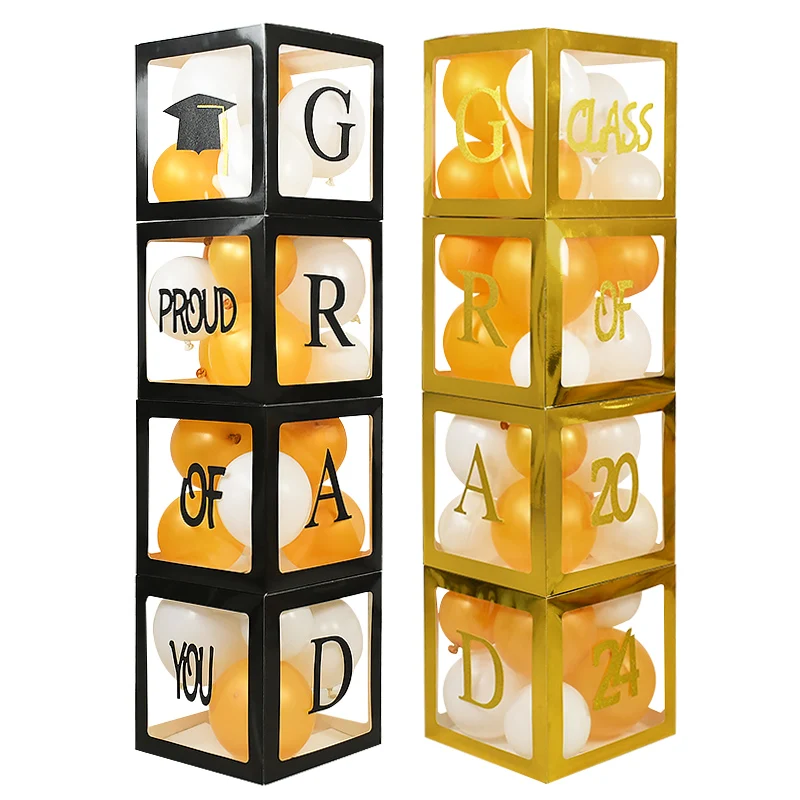 

Украшения на выпускной золотой черный шар коробка с надписью класс 2024 гордится за вас бумажные наклейки на выпускной искусственные принадлежности