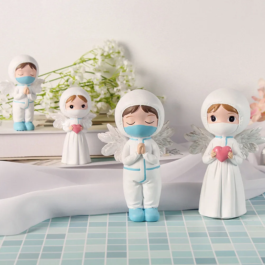 1 قطعة معطف أبيض الملاك ديكور الراتنج سطح المكتب زخرفة الوردي دائم سقوط مقاومة لوحة جميلة طويلة الأمد ديكور المنزل #3