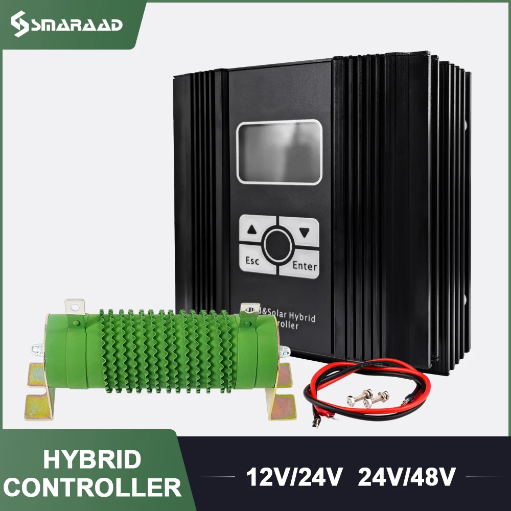 3000W Free Energy Hybrid System MPPT Charge Controller 2000W Wind 1500W Solar 12v 24v 48v Auto Regulator Home Use Wind Turbine