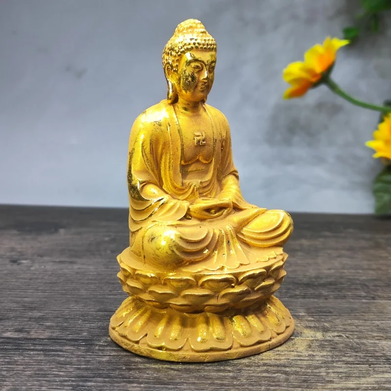 Antique Gilding Sakyamani Buddha Statue Amitabha Buddha Bhaisajyaguru Three Treasures Buddha