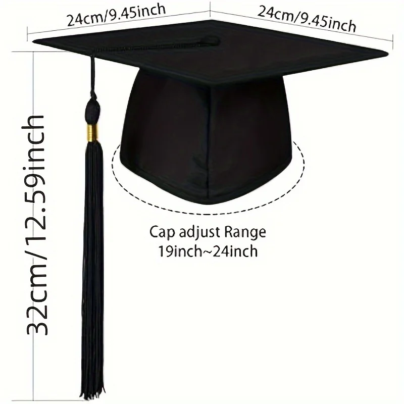 One Graduation Cap with Tassel, Adjustable for Adults, Suitable for Both Men And Women，Pendent Unisex Graduation Hat master view 3