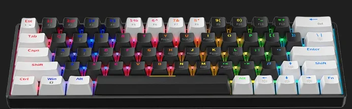 61 Keys Mini Gaming Keyboard 60 Percent LED Backlit Blue Switch Teclado Gamer Computer Laptop PC USB Wired Mechanical Keyboard