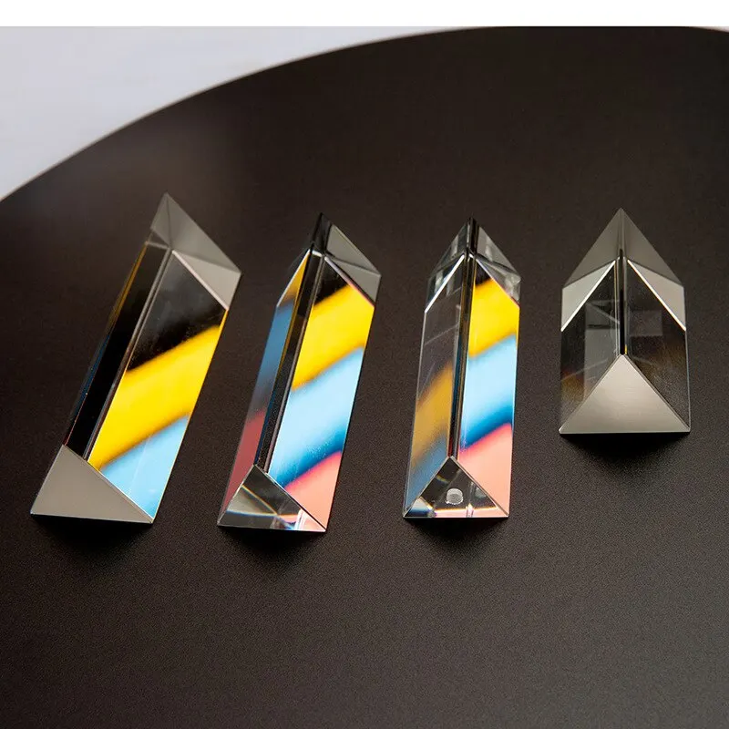 Gift Boxed Crystal Triple Triangular Equilateral Prism Teenagers Novelty Science Experiment Physics Teach Children Toys Presents