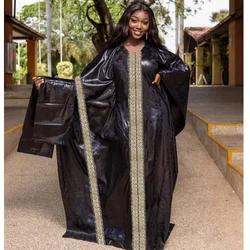 2024 African Bazin Riche Dashiki High Quality Original Nigeria Basin Black Dress For Wedding Party Clothing Plus Size Women Robe