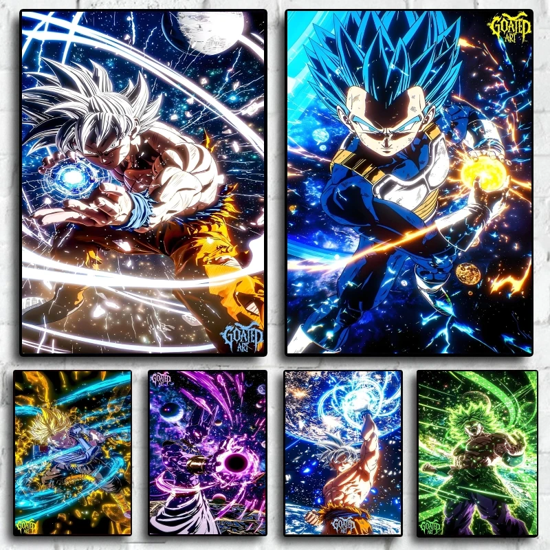 

Classic Dragon Ball Anime Goku Vegeta Mural Cartoon Home Decor Living Room HD Poster Painting Christmas Gift for Children
