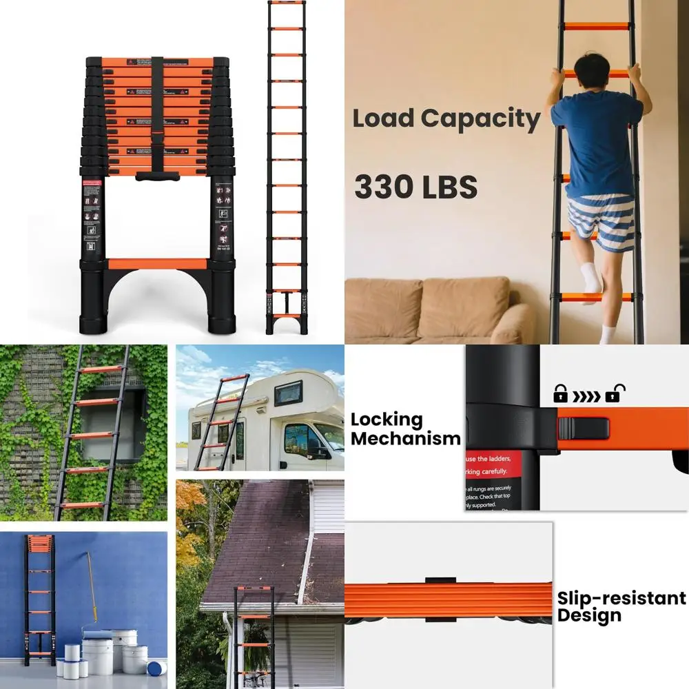 

Алюминиевая телескопическая лестница типа i — 12,5 футов, емкость 330 фунтов, сертифицированная ансисом для использования вдома и на крыше.