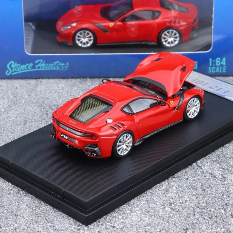 SH Diecast 1:64 مقياس فيراري F12 TDF نموذج سيارة من السبائك الحمراء مع ألعاب غطاء محرك السيارة المفتوحة للأولاد هدية