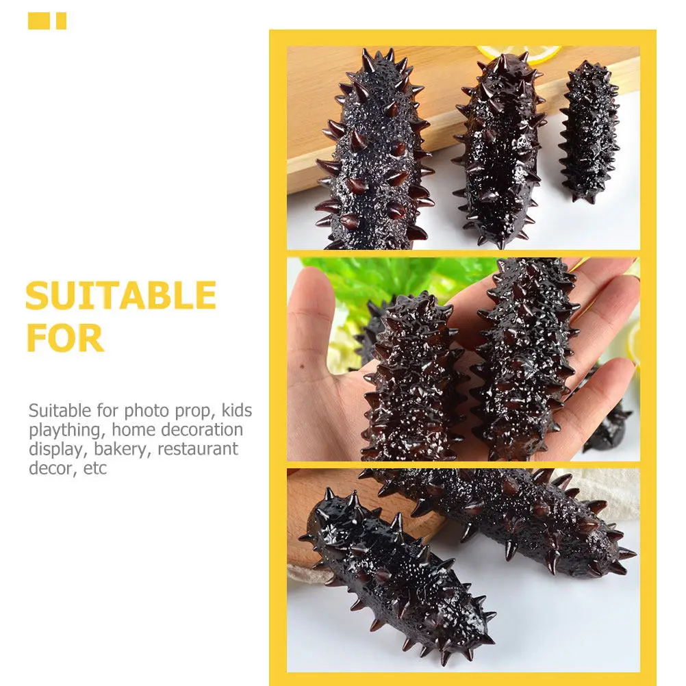 3Pcs Sea Cucumber Simulation Lifelike Artificial Seafood Display Prop Educational Cognitive Decor Photo Prop Kids Toys