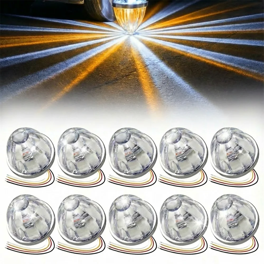 

10PCS LED Truck Watermelon Lights Two Color 12V-24V IP67 Waterproof Star Pattern Marker Light with Chrome Frame for Trucks