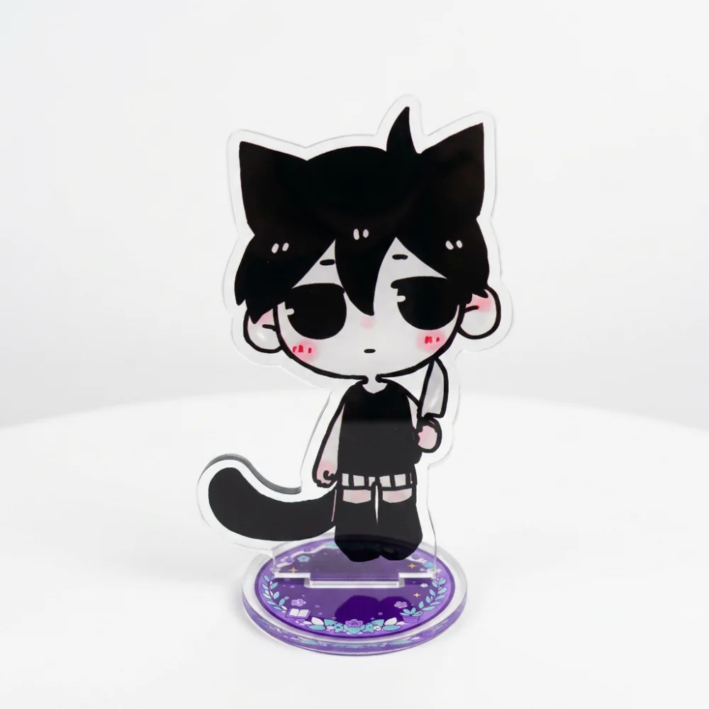 Game Anime Omori Acrylic Stand Keychain 10cm Cute Kemono Ears Omori Sunny Basil Aubrey Kel Desk Decor Collectible Fans Gift