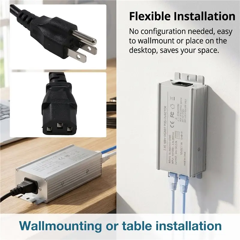 For Starlink GEN5/4/3 Compatible 10Gbps Passive POE Injector 48-56V Output Aluminium Encased 168W Power Supply EU Socket EU PLUG