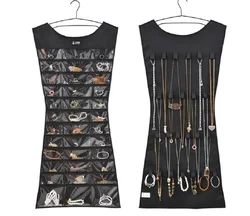 Wall Hanging Jewelry Organizer Storage with Pocket Double Sided Necklace Bracelet Earrings Jewelry Display Holder (No Hanger)