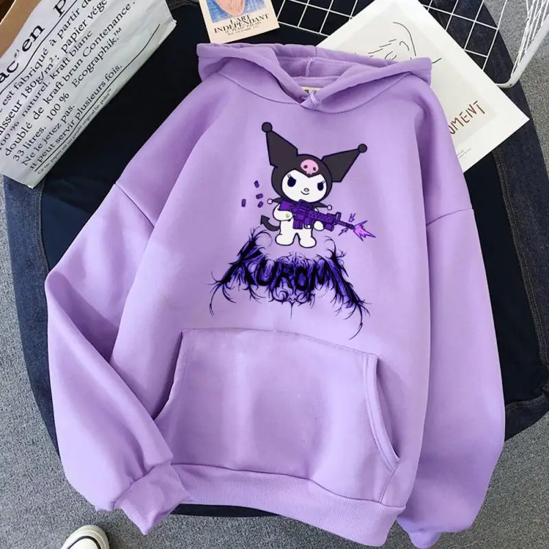 Sudadera con capucha de Anime japonés Sanrios Kuromi para mujer, sudadera con estampado de dibujos animados Y2K, chaqueta de uniforme Jk para chica, Jersey informal para estudiante, Tops