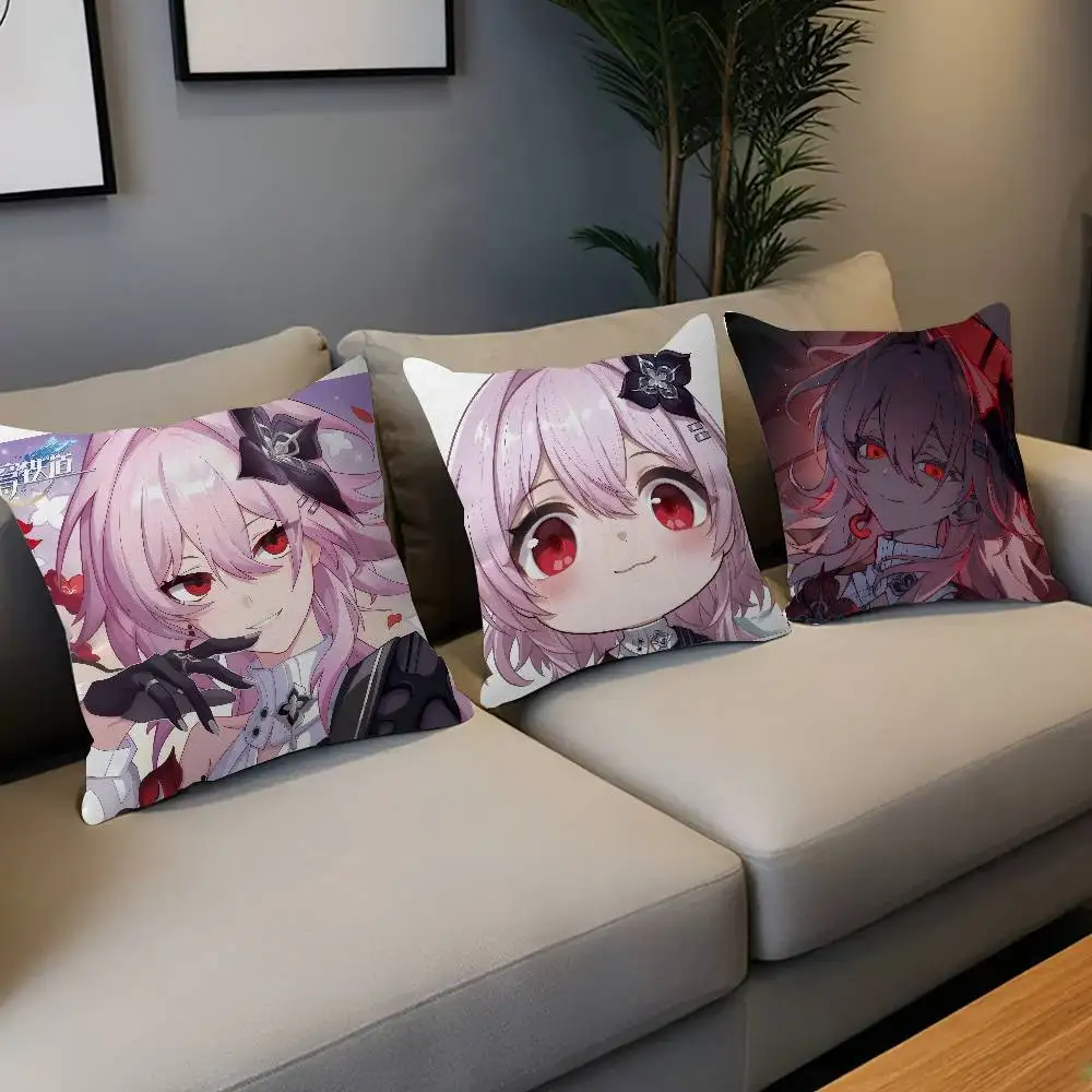 Game Honkai Star Rail Evernight Cushion Cover Car Throw Pillow Case For Sofa Car Christmas Gift 40x40cm 45x45cm