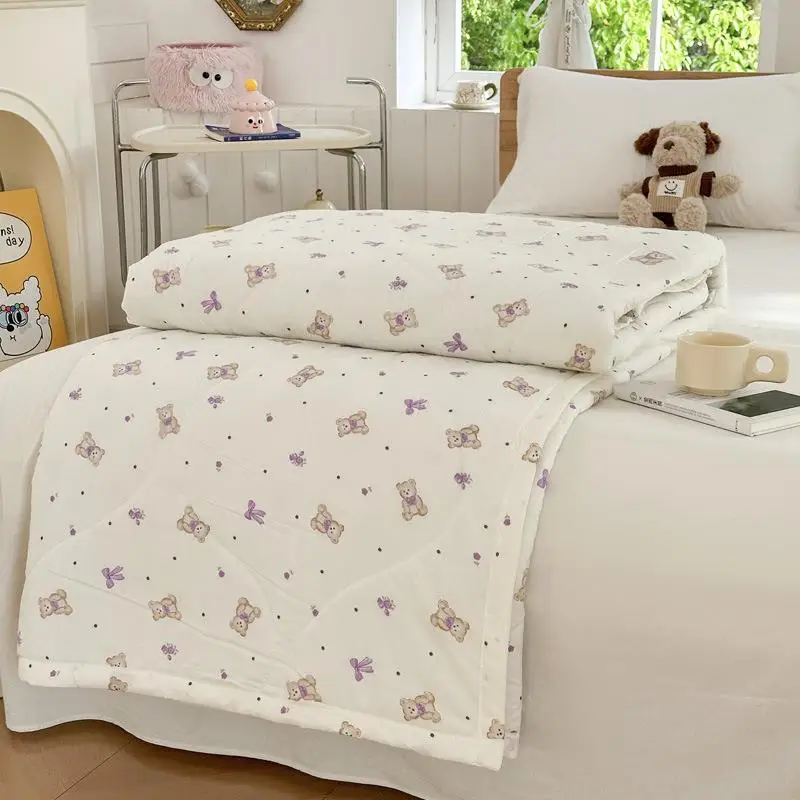 Washable Cotton Air Conditioner Quilt Summer Cool Quilt Soft Skin-friendly Breathable Non-stuffy Sweat Student Dormitory Home...