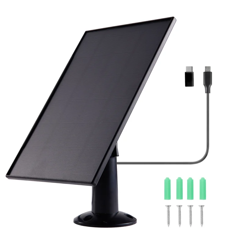 10W 5V Waterproof Solar Charger, 2‑in‑1 Micro USB & Type‑C Solar Power Supply with 3‑Meter Cable, Portable Solar Charger for Sec