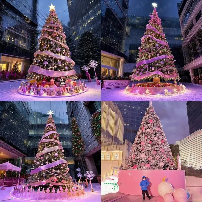 Custom Giant Outdoor Christmas Tree 3-50m with Lights Large Luxury Decoration for Shopping Center Factory Direct