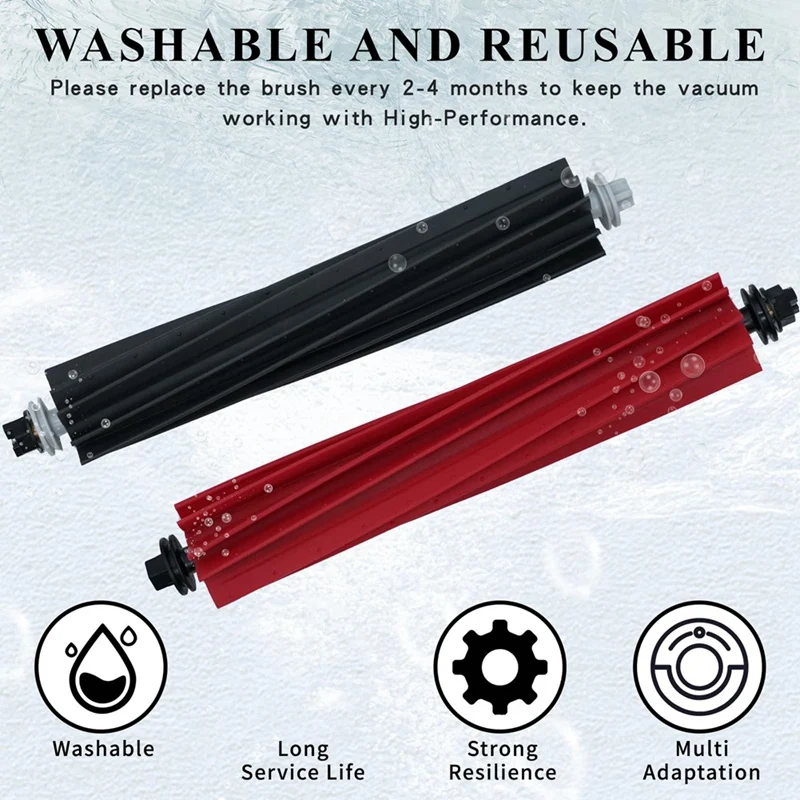 AC66 для роботов-пылесосов Xiaomi Roborock Q8 Max, Q8 Max+, Q5 Pro, Q5 Pro+, двойные прорезиненные основные роликовые щетки