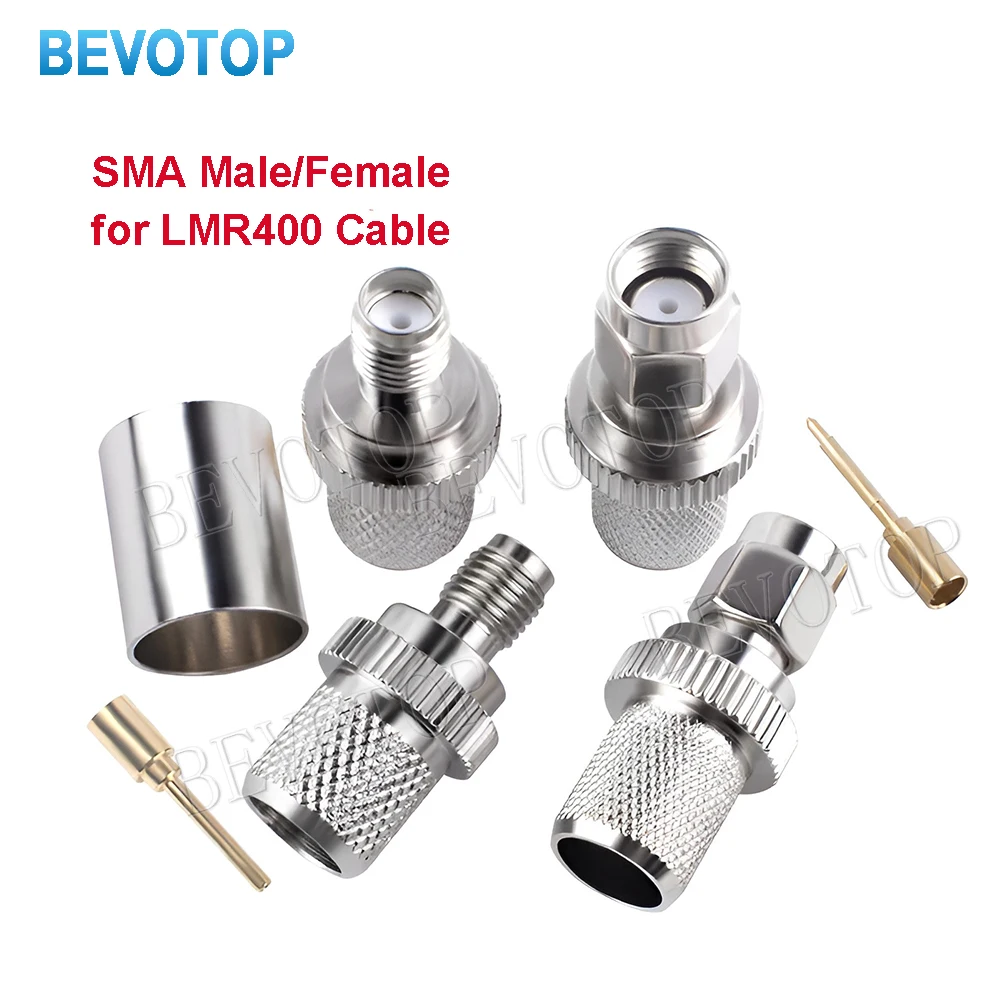 10Pcs SMA RP SMA Male Plug & Female Jack Crimp RG8 LMR400 Cable RF Coaxial Connector Wire Terminals 50ohm