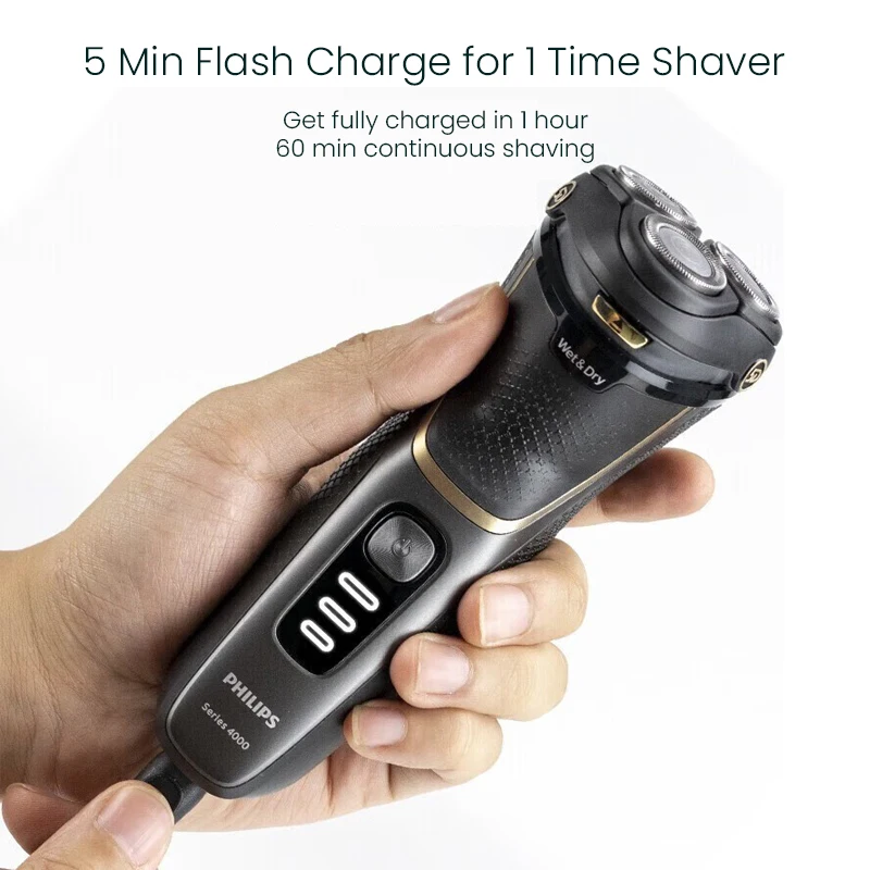 ماكينة حلاقة كهربائية فيليبس S4303 اختيار طاقة تلقائي على أساس كثافة الخشن شحن سريع رأس عائم رطب وجاف #3
