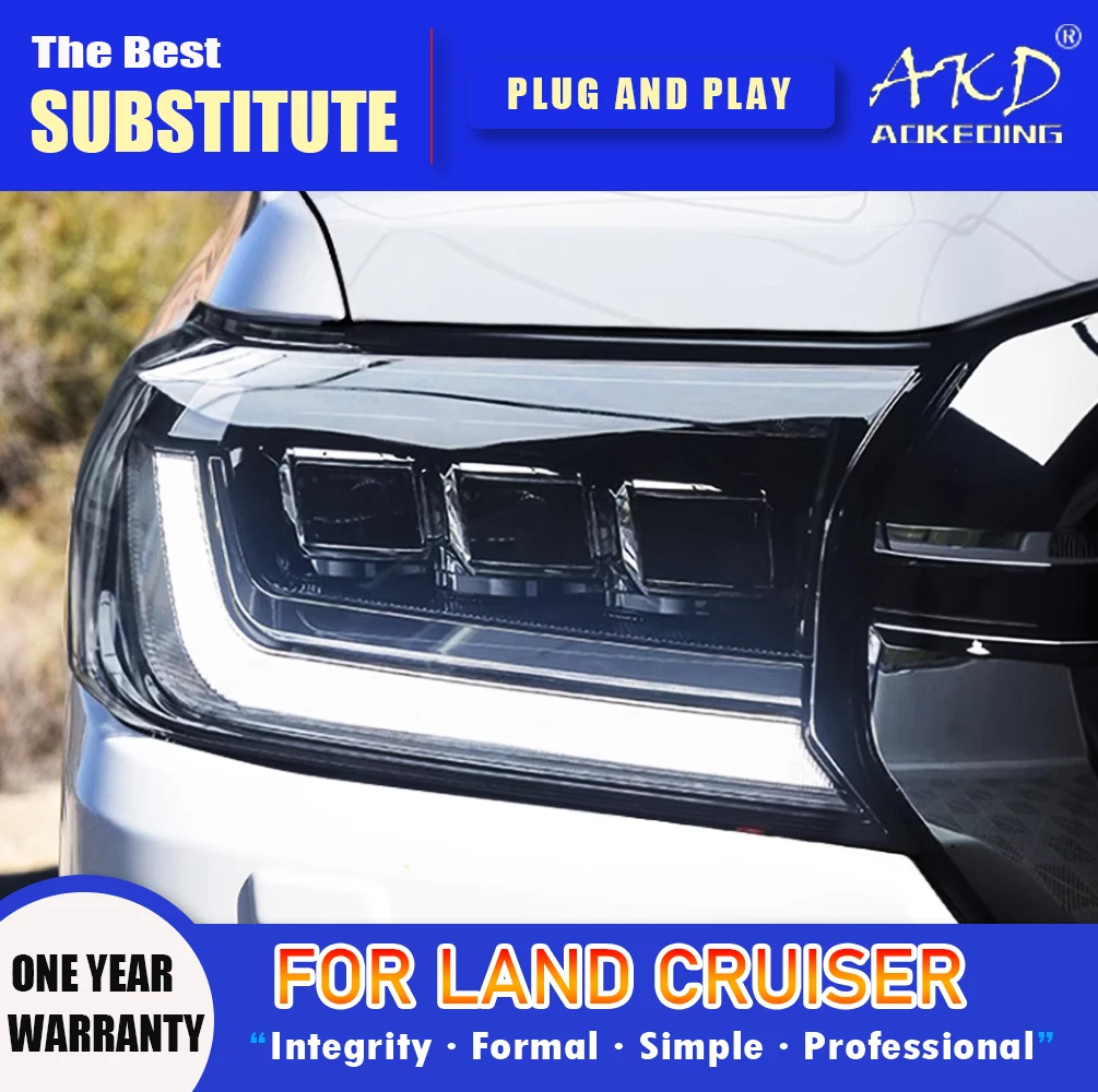 AKD Head Lamp per Toyota Land Cruiser LED Headlight 2016-2020 fari LC200 DRL indicatori di direzione proiettore Angel Eye abbagliante