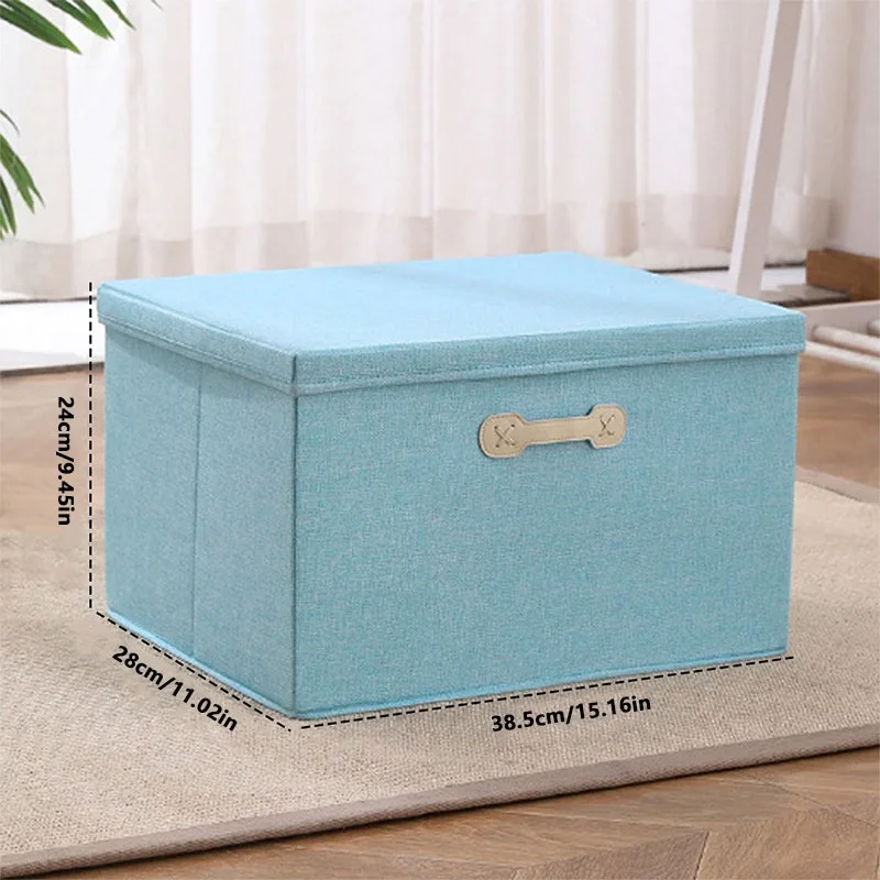 1PC Cotton and Linen Organizer Foldable Wardrobe Storage Bin Drawer Organizer with Lid Large Capacity Clothes Toy Organizer