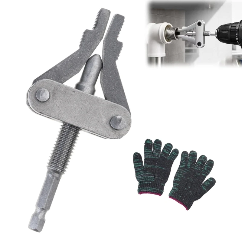 Six-Face Drill Stem Broken Pipe Thread Tool with Serrated Expanding Grippers for Drill-Operated Plumbing Repair high quality