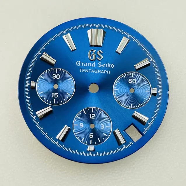 VK63 Dial 29.5mm Panda Dial Blue Green Luminous Quartz Movement Multi-Function Chronograph Dial for Seiko Mod