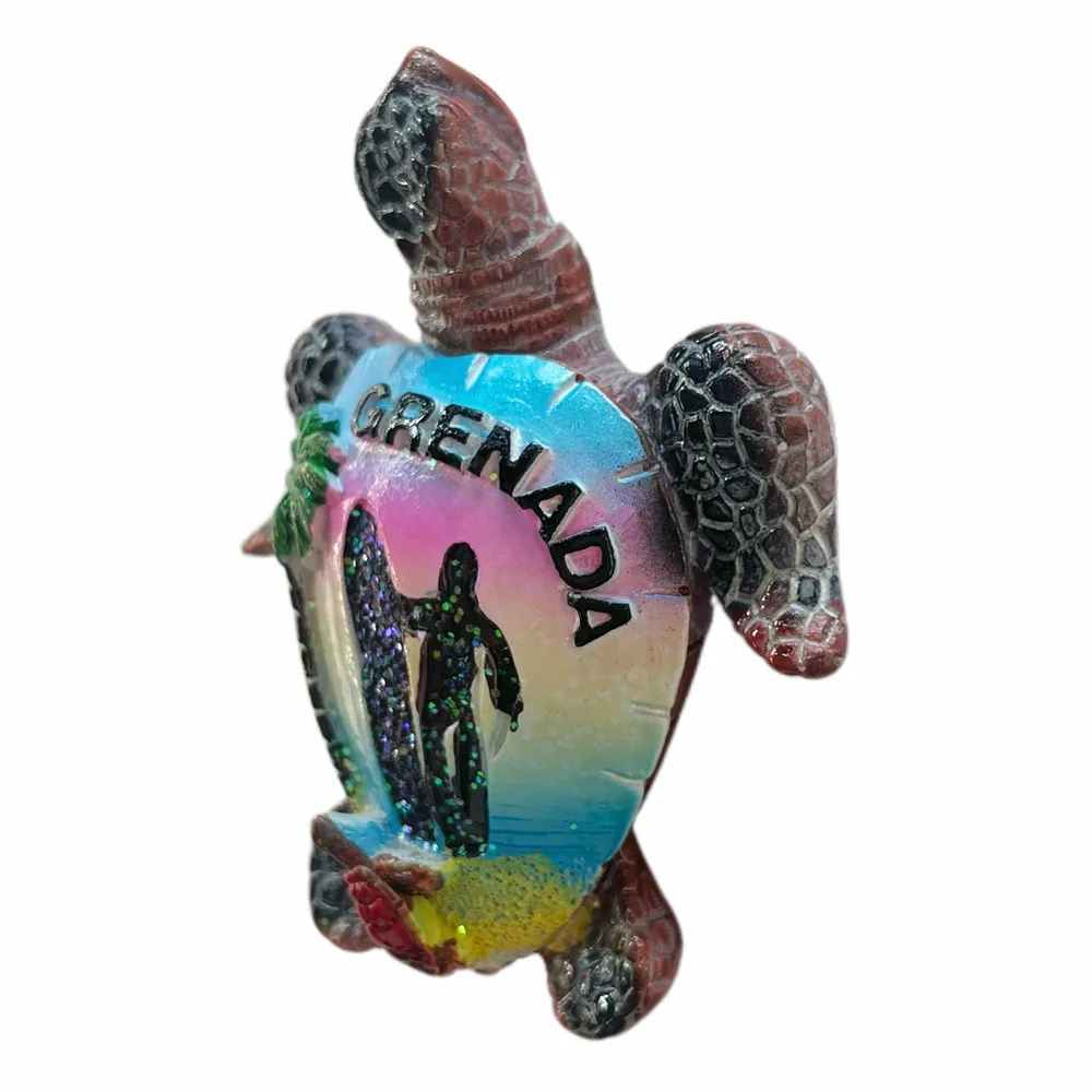 Grenada 3D Sea Turtle Fridge Magnet, Resin Tropical Beach Souvenir, Travel Gift & Collectible