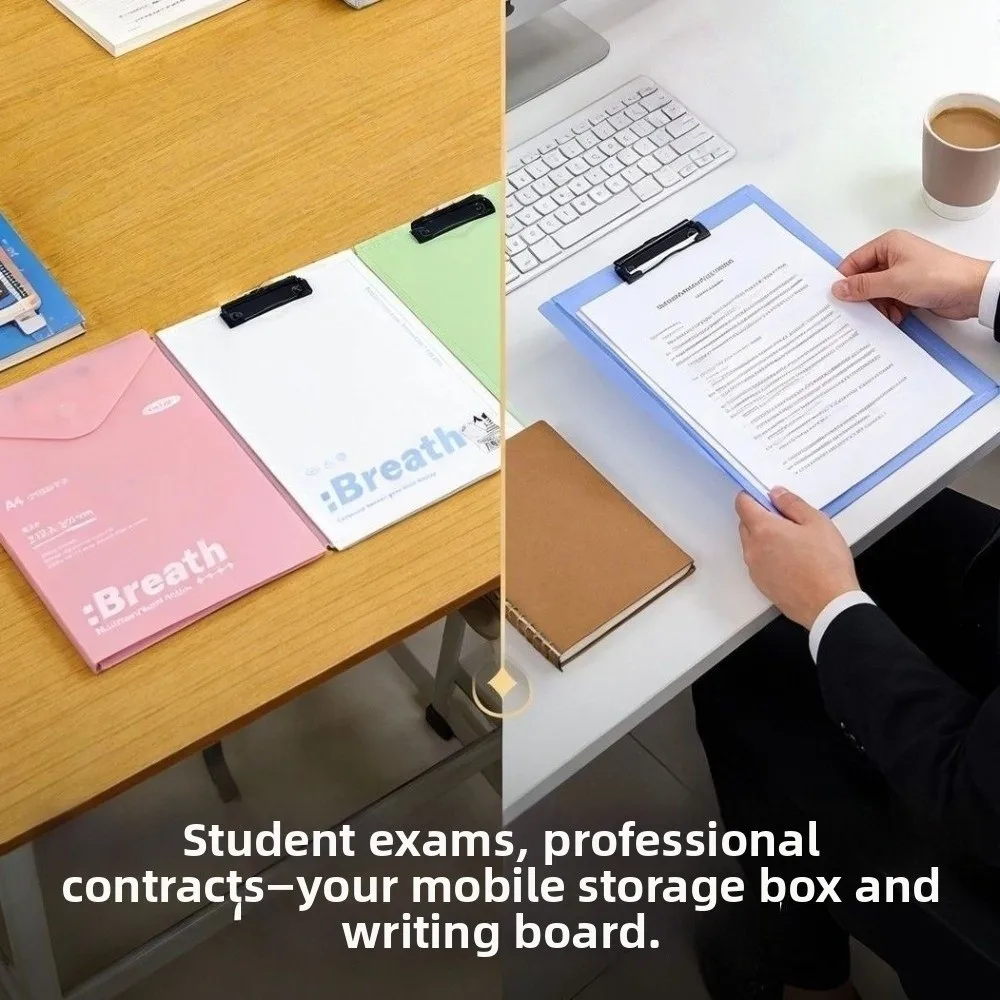 

Reusable 2-in-1 A4 Folder Durable Lightweight Clipboard Folder Waterproof with Clip Student Office Stationery