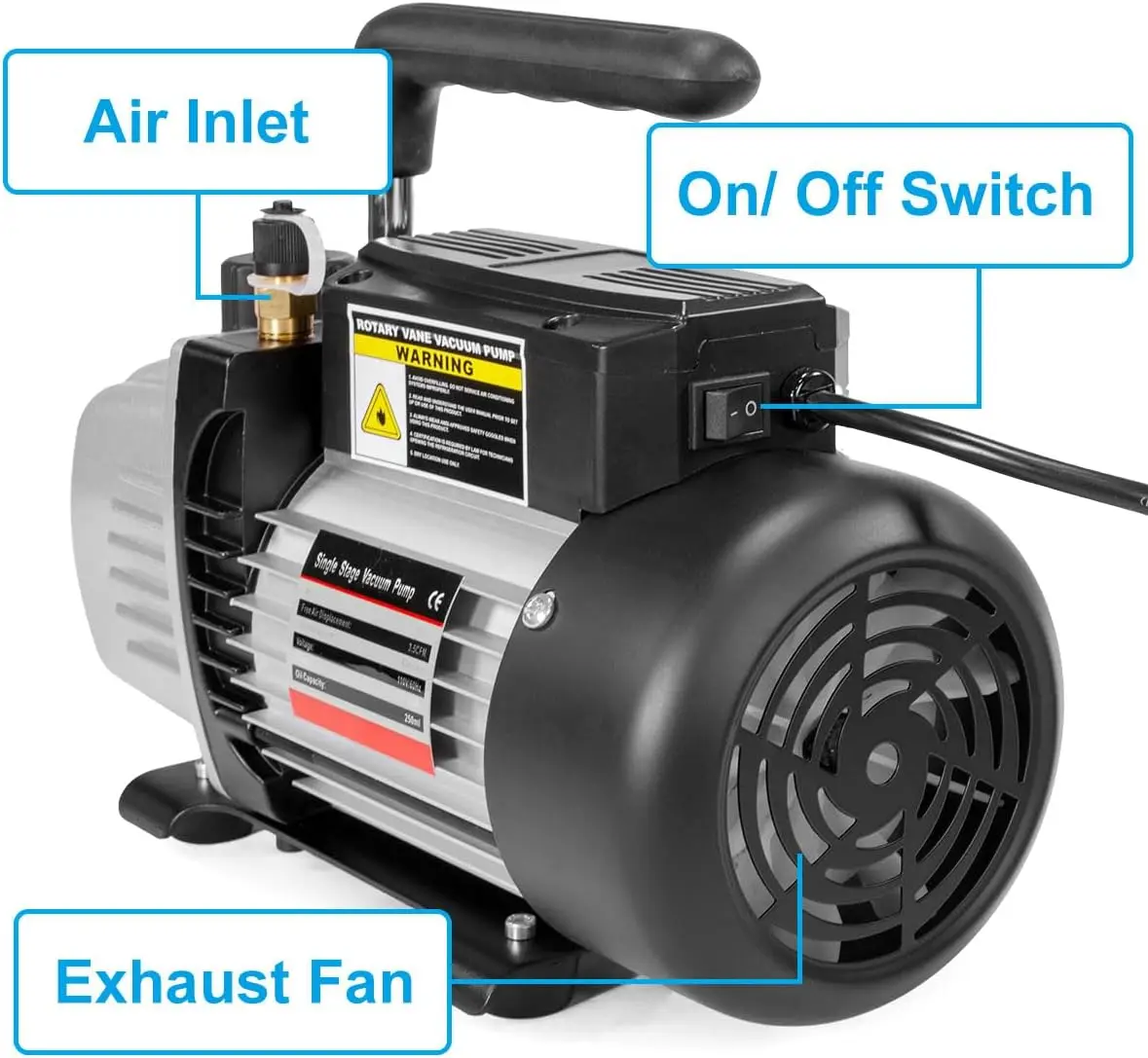 

1/4HP 3.5 CFM Single Stage Rotary Vane Vacuum Pump HVAC Air AC A/C R410a R134 Systems (3.5CFM) with Vacuum Oil Bottle Included