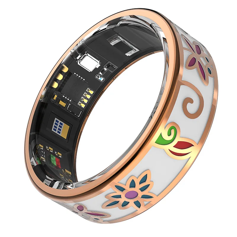 New women's enamel pattern women's smart ring sports ring high-precision measurement of blood oxygen heart rate