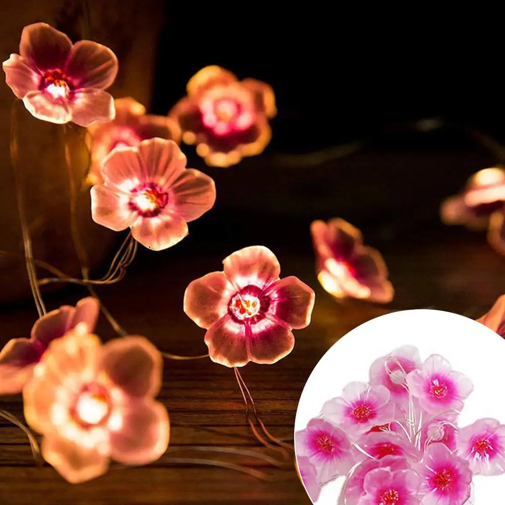 3D Blossoms String Lights Pink Flower LED Fairy Lights Garland For Holiday Christmas Wedding Party Decorations P6E3