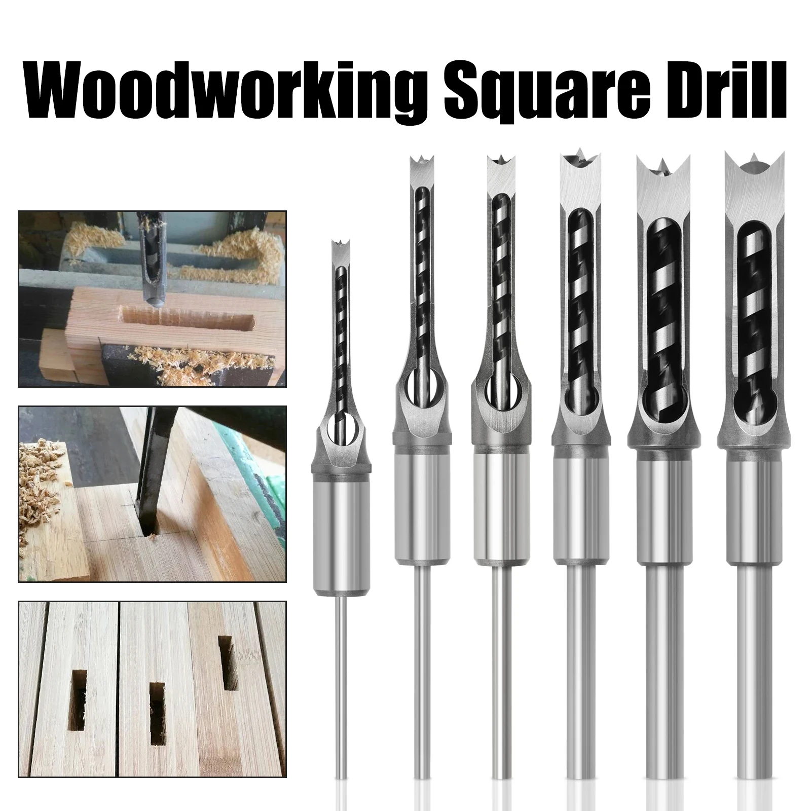 1PC 6-25MM Woodworking Square Drill HSS Twist Square Hole Drill Bits Auger Mortising Chisel Extended Saw for Woodworking Tools