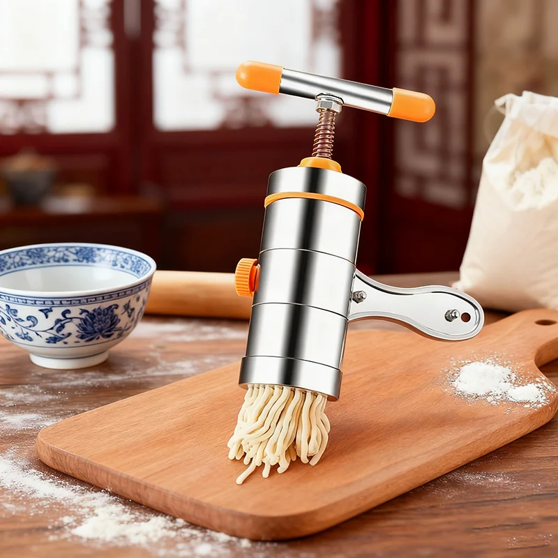 Handmatige noedelmachine van roestvrij staal met 6 pastavormen Multifunctionele pastamachine voor het kookgereedschap in de keuken