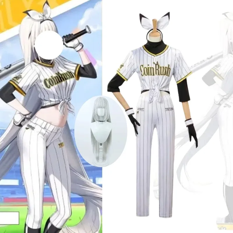 

Game Nikke Cosplay Branne Costume White Baseball Capsule Sports Clothes with Accessories Full Set for Women Summer Season